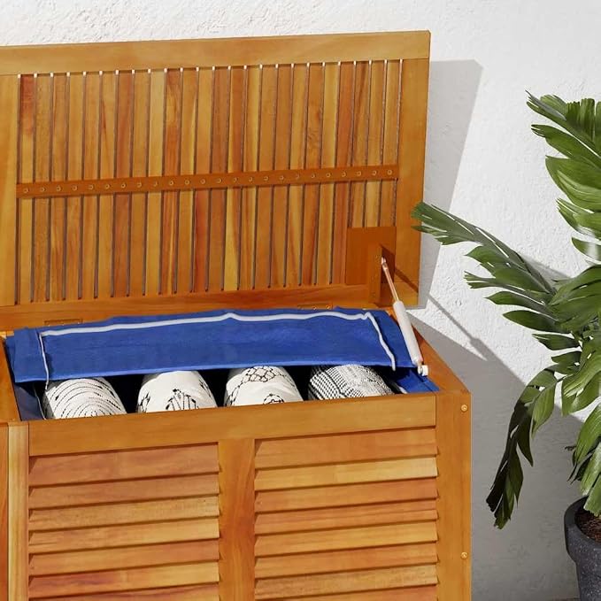 Garden Storage Box Natural Solid Acacia wood 59.1 x 19.7 x 22.0 in,Solid Acacia Wood Garden Storage Box for Outdoor Use – Rustic & Durable Storage Boxes