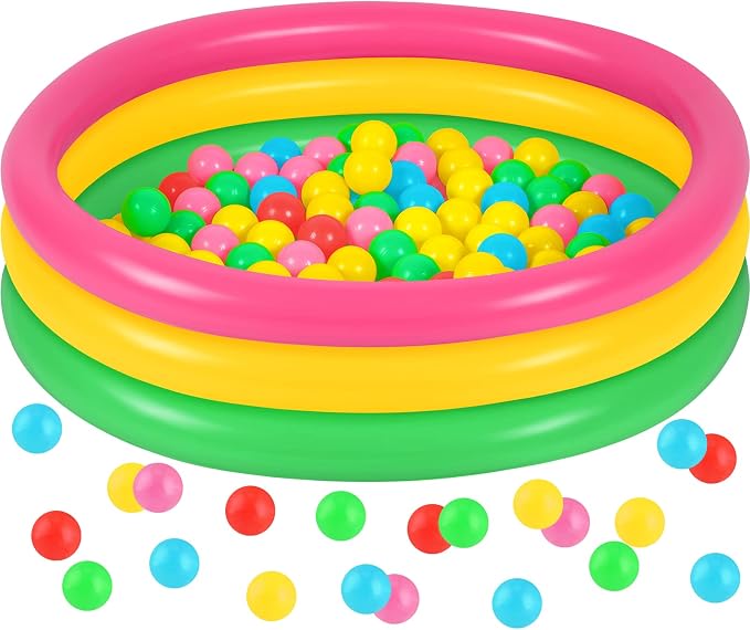 Honoson Inflatable Kiddie Pool Baby Pool with 50 Pcs Balls, Inflatable Swimming Pools Blow up for Beach Water Play Backyard Summer Indoor and Outdoor Party Supplies(35.4 Inch)