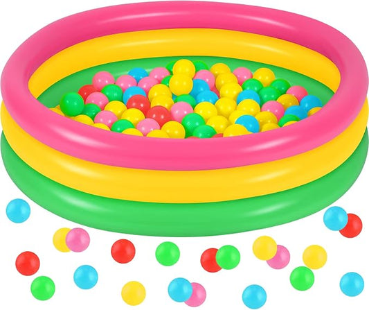 Honoson Inflatable Kiddie Pool Baby Pool with 50 Pcs Balls, Inflatable Swimming Pools Blow up for Beach Water Play Backyard Summer Indoor and Outdoor Party Supplies(35.4 Inch)