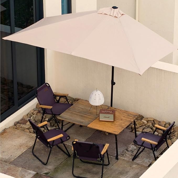 6.6Ft/8.3Ft Half Umbrella Outdoor Patio, Garden Umbrella with Easy Crank Lift Offset Patio Umbrella 5 Sturdy Ribs For Balcony, Deck, Backyard Garden,Courtyard Swimming Khaki 6.6ft/2m