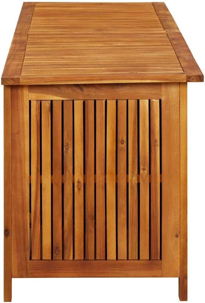 Solid Acacia Wood Storage Box 68.9 in x 19.7 in x 22.8 in, Large Outdoor Deck Bin with Waterproof Liner for Garden Patio, Brown Furniture, Oiled Finish