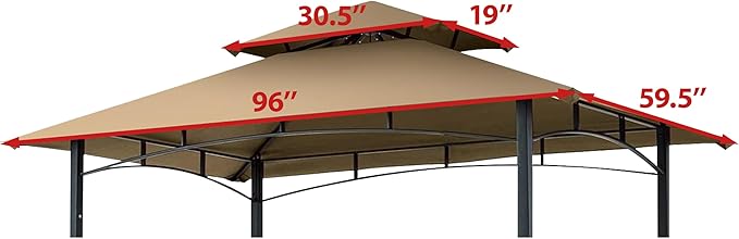 Coastshade Replacement Gill Gazebo BBQ Canopy Top for Model #L-GG001PST-F,8x5 Gazebo Grill Canopy BBQ Gazebos Top Only(Khaki)