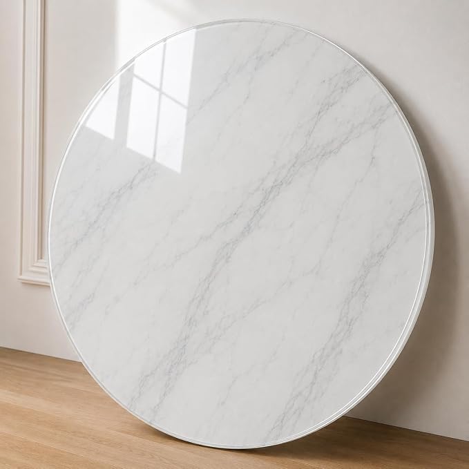 30" Round Tempered Glass Table Top, 5/16" (8mm) Thick, Marble Pattern Replacement, Heavy-Duty, Heat & Scratch Resistant for Coffee, Dining & Patio Tables, Gray