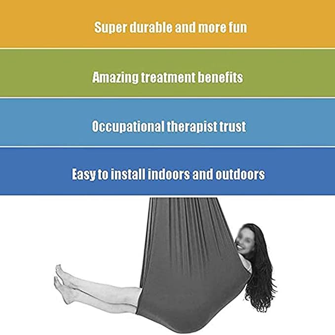Kids Soft Swing Chair Indoor Therapy Swing Cuddle Hammock Autism ADHD Aspergers Children Elastic Parcel Steady Seat Swings Max Load 200KG (Color : Black, Size : 150 x 280 cm)