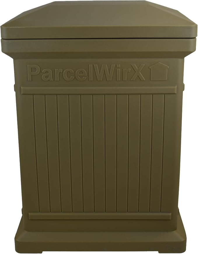 RTS Home Accents ParcelWirx Premium Vertical Storage Cabinet/Package Delivery Box with Lift Off Lid, Oak