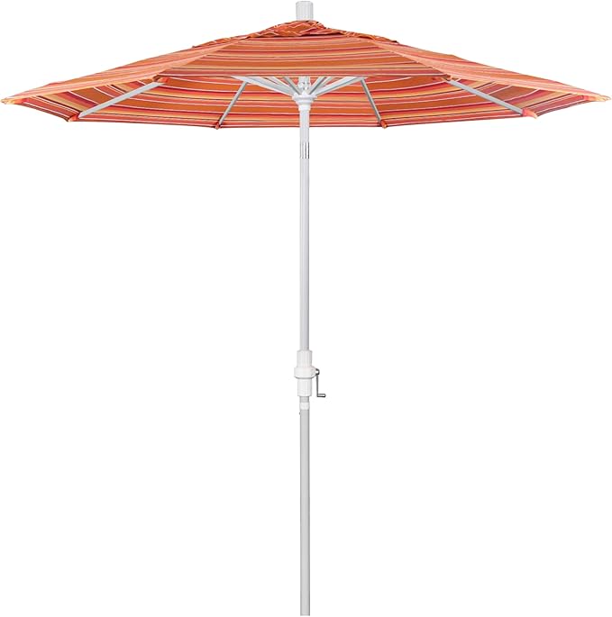 California Umbrella 7.5' Rd. Aluminum Patio Umbrella, Crank Lift, Collar Tilt, White
