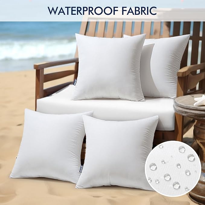 MIULEE Pack of 4 Waterproof Pillow Inserts Bundle Pack of 2 Outdoor Pillow Covers Yellow 20x20 Inch