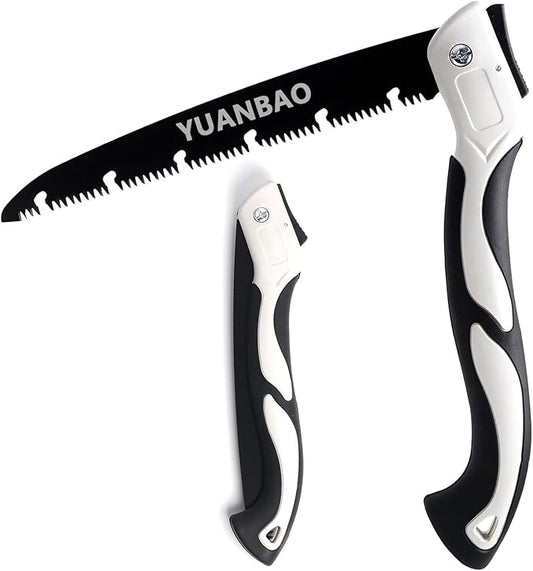 10 Inch Folding Saw, Pruning Hand Saw for Wood Cutting, Garden Pruner with SK5 Curved Blade, Triple- Cut Razor Teeth, Foldable Handsaw for Tree Trimming, Camping, Gardening and Carpentry