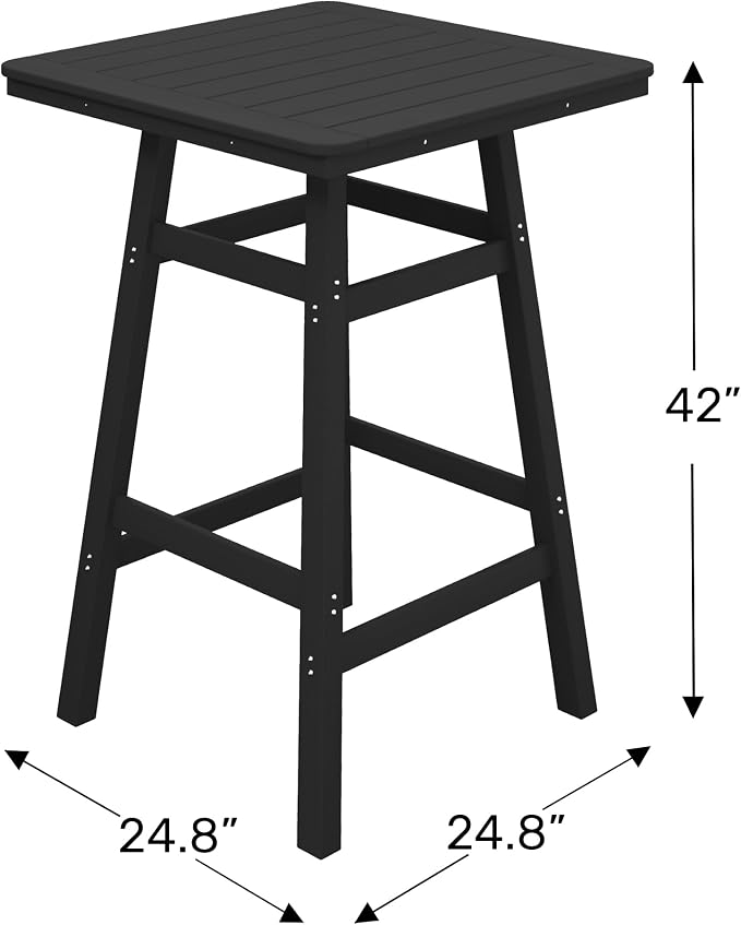 WestinTrends Malibu Square Outdoor Patio Bistro Bar Table with Umbrella Hole 42" Tall, White