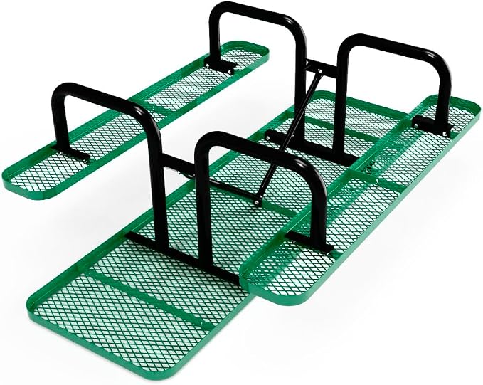 Heavy Duty ADA Outdoor Picnic Table, Expanded Metal, Wheelchair Accessible (Green, 96)