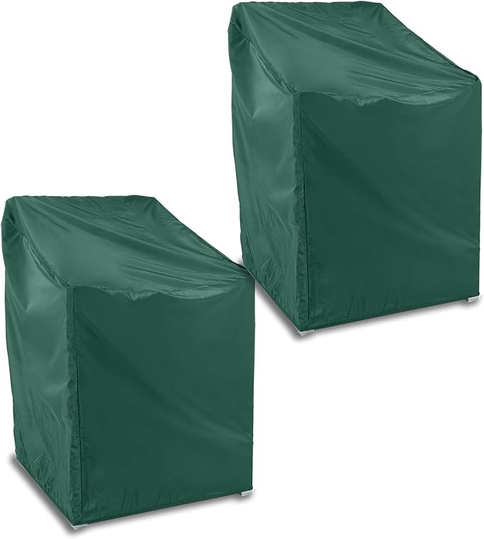 Covermates Classic Outdoor Chair Cover – Heavy-Duty 12-Gauge Vinyl Patio Chair Protector, Weather-Resistant, Elastic Hem, Fits Most Garden & Deck Chairs, 32W x 32D x 35H - Set of 4, Green