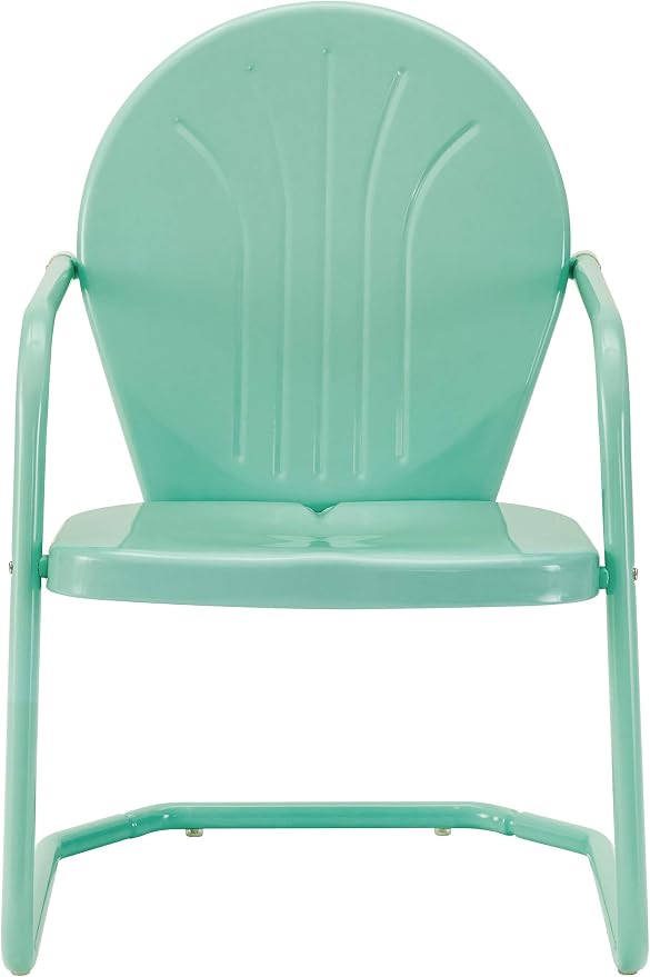 Crosley Furniture Griffith 3-Piece Outdoor Chair and Side Table Set, Retro Metal Bistro Patio Sets for Porch, Aqua