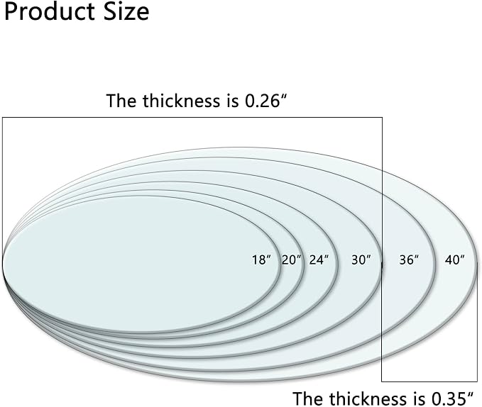 20" Tempered Glass Table Top Round Transparent Table Surface 1/4'' Thick Pencil Polished Edge Multipurpose for Dining, Coffee, Restaurant and End Table (20 inch)
