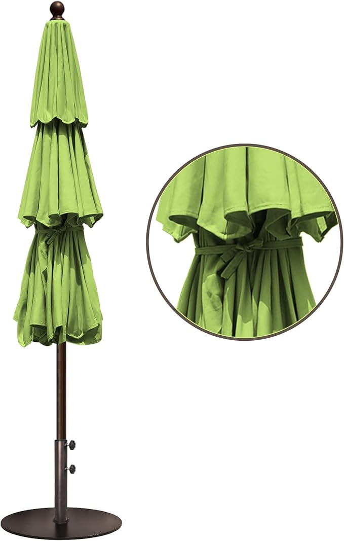 EliteShade USA 10-Year-Non-Fading 11ft 3-Tier Market Patio Umbrella, Commercial Grade Outdoor Table Umbrella with Crank Open, Windproof & UPF 50+ UV Protection, Heavy Duty Ventilation for Garden, Deck, Pool, Backyard, Beach & Bistro, No Tilt, Macaw Green