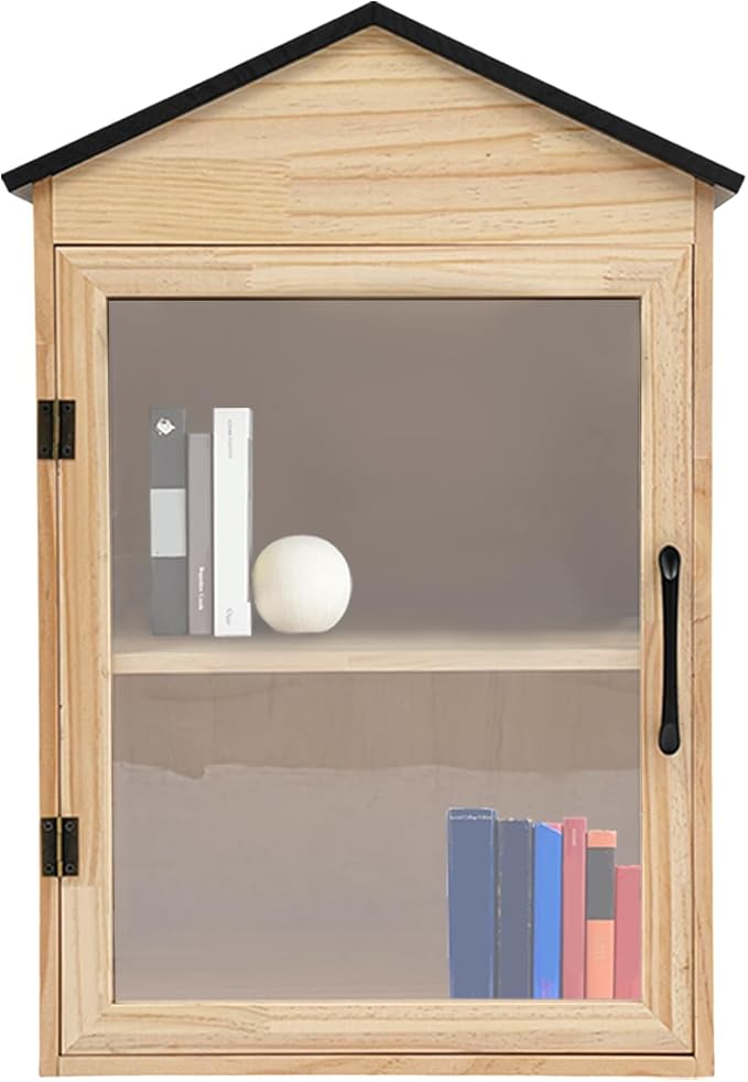 Outdoor Wooden Book Cabinet, 2-Tier Literature Exchange Box for Neighborhoods Community School (A)