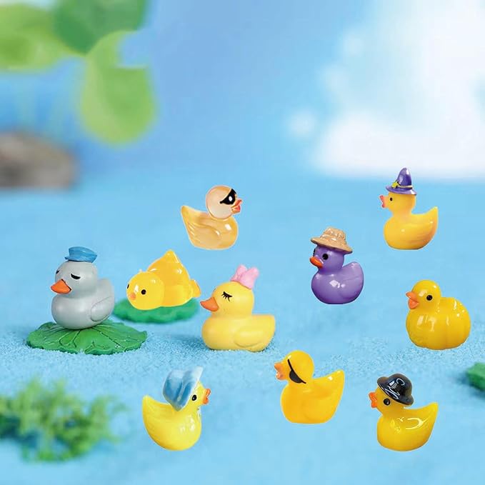 U-Zimikee 70 Pcs Multicolor Mini Resin Ducks, Tiny Ducks to Hide, Little Ducks Figurines Small Miniature Ducks Figures Bulk for Fairy Garden, Dollhouse Decoration Micro Landscape Ornament