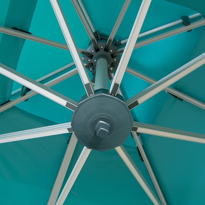 Cantilever Patio Umbrella with Cross Base and Cover Included - 360° Rotation Large Heavy Duty Offset Outdoor Umbrella with Easy Tilt for Pool Backyard Deck Garden (10x10 FT Turquoise Blue)