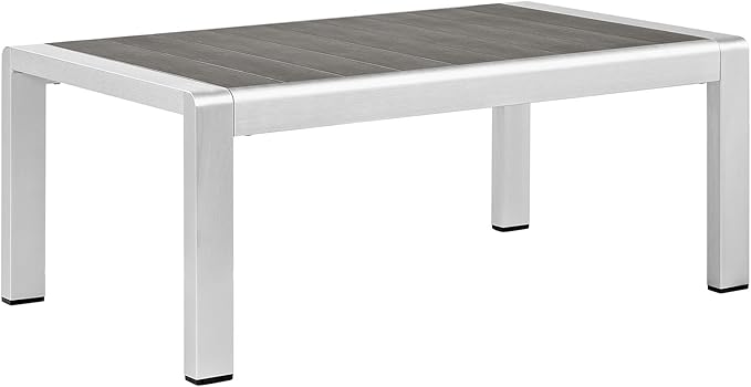 Modway Shore 4-Piece Aluminum Outdoor Patio Sectional Sofa Set in Silver Beige