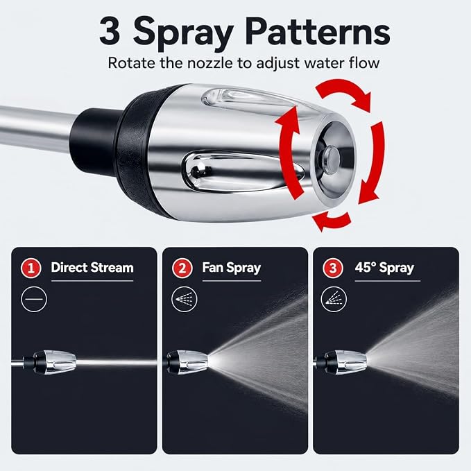 Multi Aquoxis Pressure Washer Gun, 2026 New Garden Shower High-Pressure Gun for Three Spray Modes, Durable Stainless Steel, Easy Installation, Universal Compatibility, Ideal for Patios and Driveways