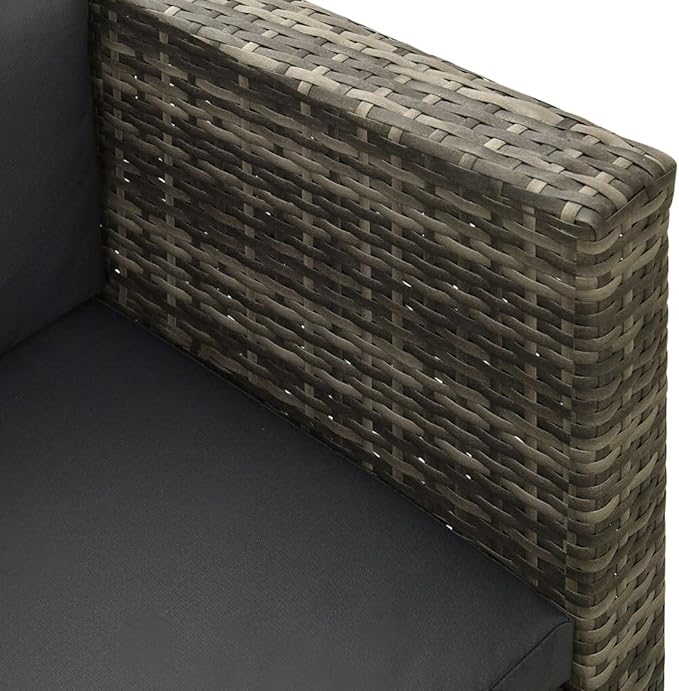 vidaXL Patio Furniture Set 4 Piece, Patio Conversation Set with Cushions, Outdoor Sectional Sofa with Coffee Table for Garden, Modern, Poly Rattan Gray