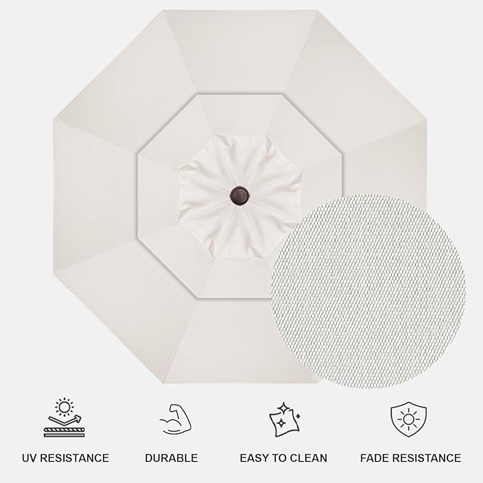 Treasure Garden AKZ PLUS Cantilever Umbrella 13' Octagonal Sunbrella Natural Canopy and Black Frame with Rolling Base