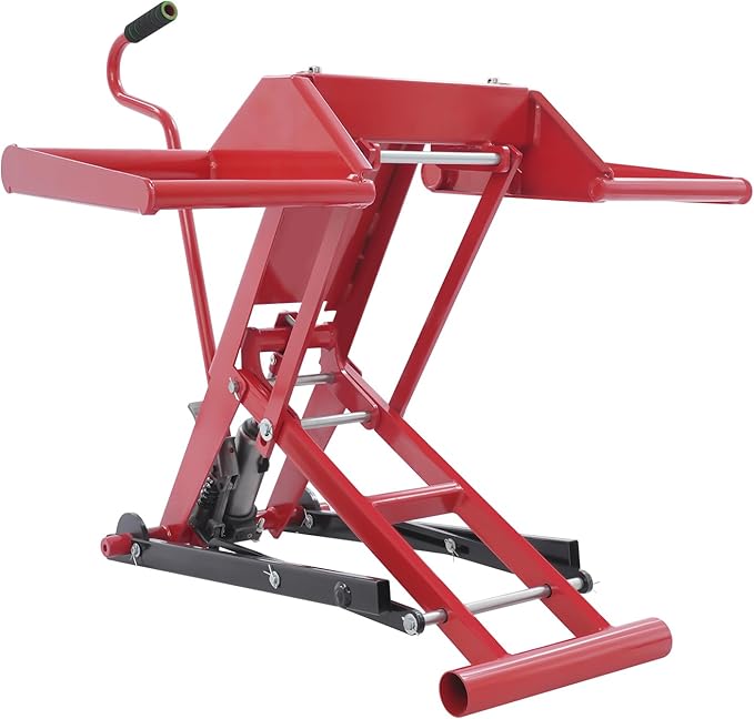 350LBS Hydraulic Lawn Mower Lift,Adjustable Wheel Span (22.44-48.11in) Zero Turn/Riding Mower Jack, Heavy Duty Q235 Steel Lawn Mower Lift Jack for Lawn Mowers Repair
