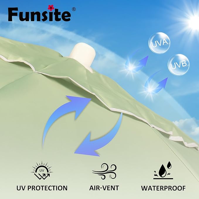 6.5ft Portable Beach Umbrellas for Sand Beach UV 50+ Umbrella with Tilt & Steel Pole, Protection with Heavy Duty Anchor, Patio Umbrella with Carry Bag