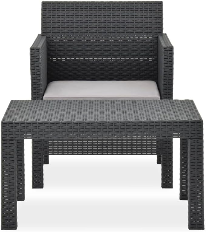 2 Piece Patio Lounge Set,Patio Furniture Set,Garden Conversation Bistro Sets for Yard,Pool or Backyard,with Cushion PP Anthracite(Easy to Assemble)
