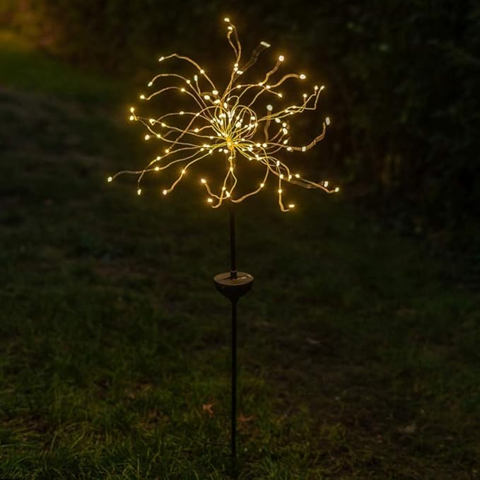 Touch Of ECO Solar LED Firework Sparkler Garden Stake Light - Outdoor Decorative Light, Flexible LED Branches, for Pathway, Garden, Outdoor Living Area - 120 LEDs, Over 3 Feet Tall