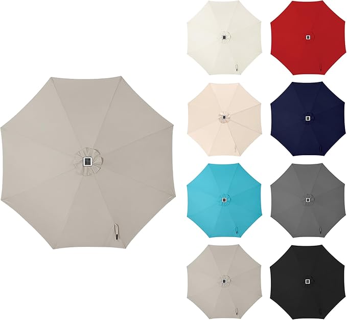 11ft Solar Umbrella Outdoor - Lighted Solar Patio Umbrella with 40 LED Lights Waterproof UV Protection, Table Umbrella with Tilt for Pool, Porch, Garden, Deck, Backyard - Taupe