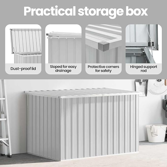 vidaXL Patio Storage Box, Deck Box with Lid, Outdoor Cabinet, Storage Chest for Outdoor Cushions Throw Pillows Garden Tools Pool Supplies, Gray