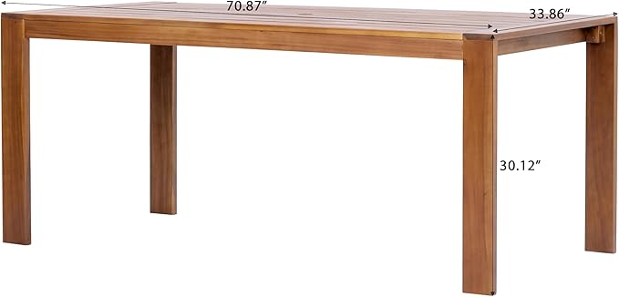 Christopher Knight Home Balew Acacia Wood Patio Dining Set for 4, Solid Wood Outdoor Dining Table Set for 4, 5 Piece Outdoor Dining Set with Rectangular Table and Woven Rope Accents, Teak+Black