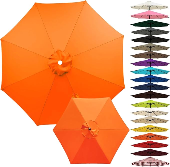 Outdoor Umbrella Replacement Canopy, Patio Umbrella Replacement Top Cover, Outdoor Umbrella Replacement Cloth, 6.5-13.1ft Waterproof UV-Resistant Fabric, for Garden Pool, Canopy Only