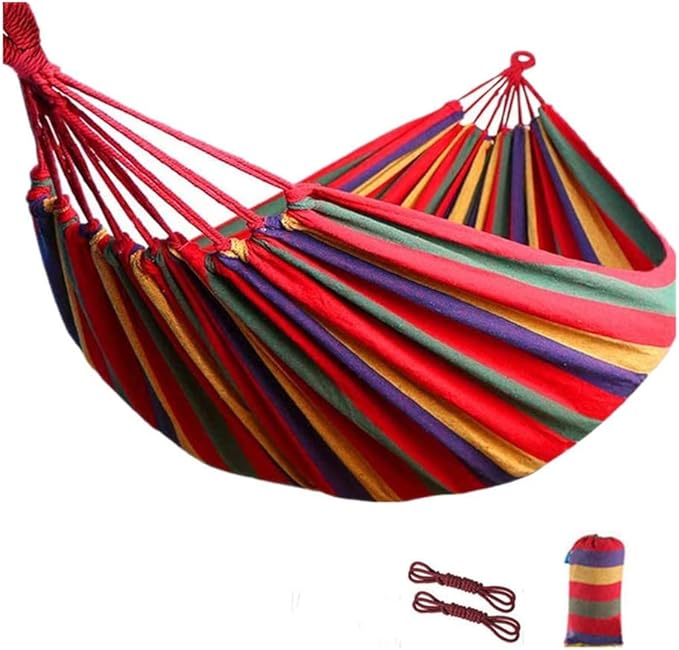 Portable Cotton Hammock, Suitable for Hanging Durable hammocks, Perfect for Camping Outdoor/Indoor Backyard, with Hanging Ropes and Carrying Bags (red, X-Large)