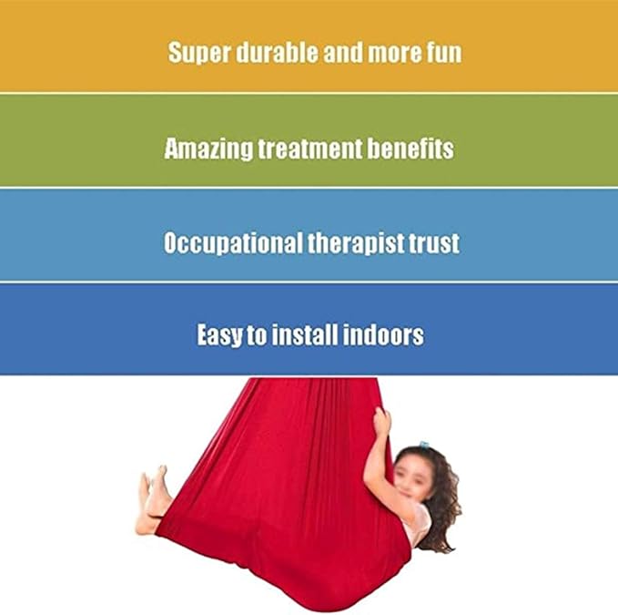 Kids Soft Hammock Hanging Therapy Swing For Children Adjustable Cuddle Hammocks With Special Needs Autism ADHD Aspergers And Sensory Integration Indoor Outdoor ( Color : Red , Size : 150 x 280 cm )