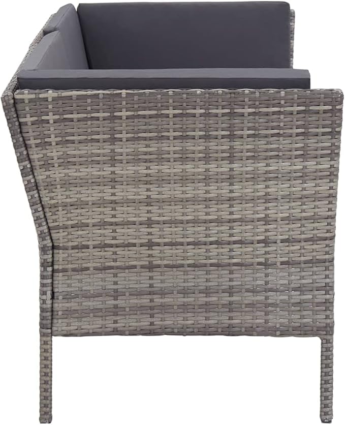 Patio Sofa Set with Cushions,Patio Lounge Set,Outdoor Furniture,Outdoor Furniture Sets,Patio Conversation Sets,for Garden,Deck,Backyard,6 Piece Poly Rattan Gray