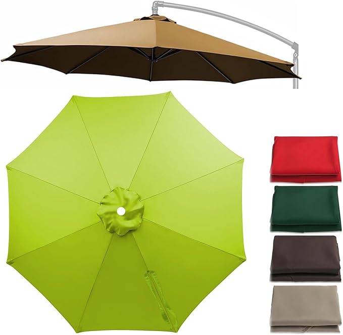 Cantilever Umbrella Replacement Canopy 7.5ft/9ft/10ft/11ft 6/8 Ribs, Fade Resistant Outdoor Offset Patio Umbrella Fabric Cover, Waterproof Shade Top for Deck