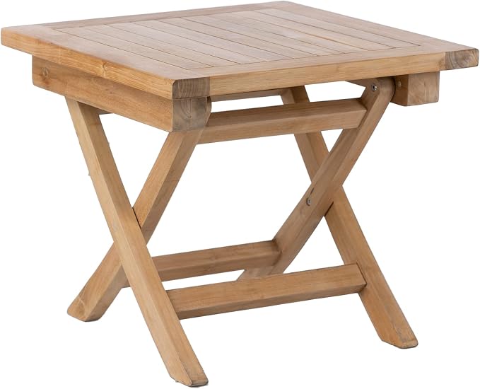 Teak Wood Folding 20”-Inch Outdoor Coffee Table - Perfect for Camping & Outdoor Entertaining - Ideal for Backyard, Front Porch, Balcony (Square)