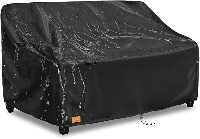 Outdoor 2 Seater Loveseat Cover, Waterproof Heavy Duty Patio Furniture Covers, 58W x 33D x 32H Inches Outdoor Couch Cover, Sofa Covers for Patio Furniture Waterproof,Black