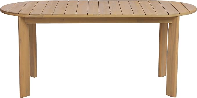Christopher Knight Home Linda 70.67" Outdoor Dining Table, Solid Acacia Wood Patio Table for Patio Furniture Set, Modern Dining Table with Slat Panel Oval Top for Deck Garden Backyard, Light Teak