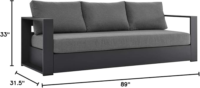 Modway Tahoe 2-Piece Fabric/Powder-Coated Aluminum Outdoor Set in Charcoal/Gray