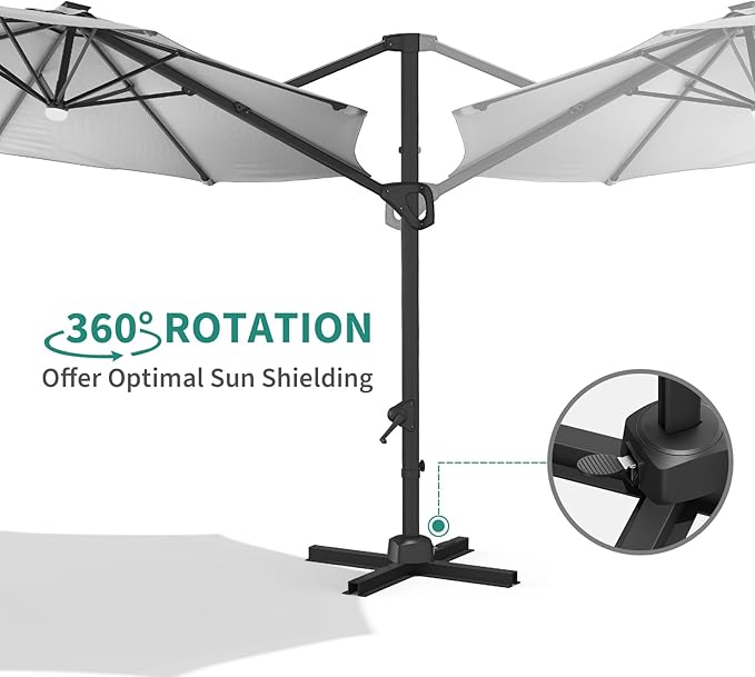 10 Ft Offset Patio Umbrella with Base Included, Round Cantilever Umbrella with UV Protective And Water Resistant Canopy, 360° Rotation, Integrated Tilting System, Beige
