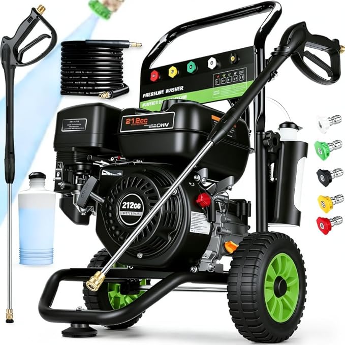 Gas Powered Pressure Washer 4200 PSI Gas Power Washer 4.0 GPM 212CC Commercial High Pressure Washer, with Spray Gun and Extension Wand, 5 Quick Connect Nozzles, Copper Pump,EPA/CARB/ETL