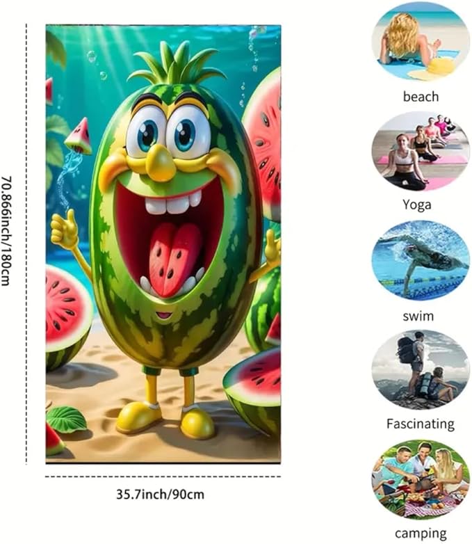 Generic Rainbow Pattern Hammock, Includes Shoulder Bag, Giant Size Towel, Watermelon Pattern Straw Hat, Watermelon Shaped Earrings. Maximum Weight Recommendation: 450 Pounds.