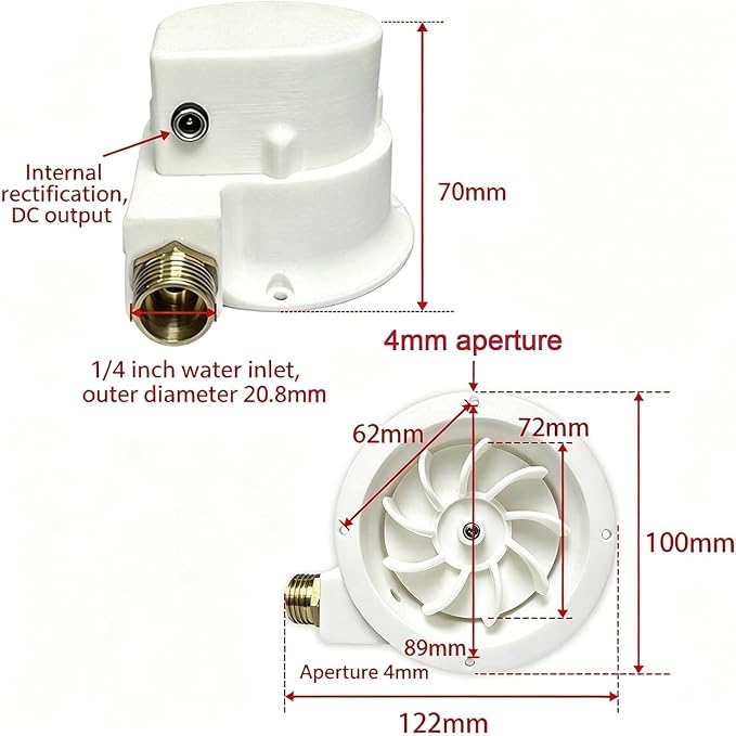 50W Portable Micro Hydro Generator, Brushless Permanent Magnet Water Turbine Generator, 1-60V Adjustable Output Small Stream Power Generator for Camping, Cabin, and Outdoor Use