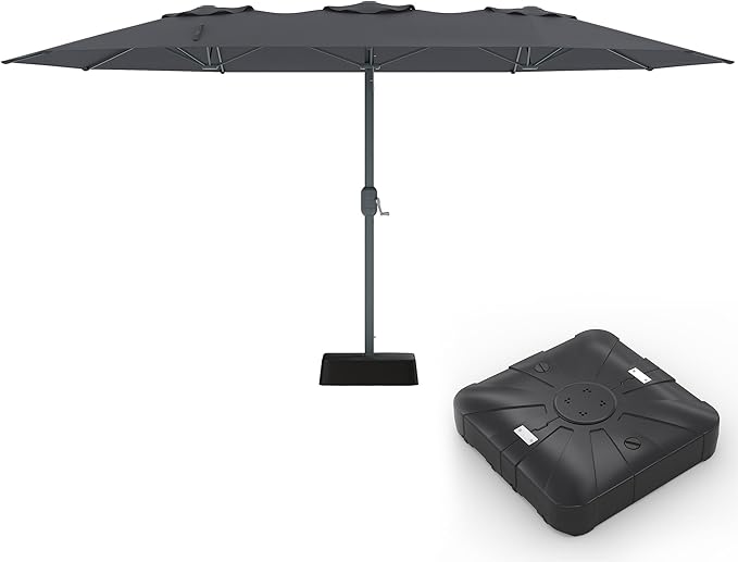 9x15 ft Large Outdoor Umbrella with Base Included, Extra Wide Patio Umbrella with UV Protection, Heavy Duty Backyard & Pool Umbrella with 12 Ribs for Garden Patio Balcony