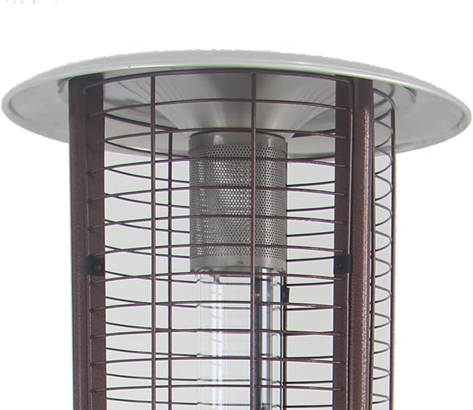 Hiland 77'' Round Glass Tube Patio Heater, 40000 BTU, Black, Propane, Wheels Included, Anti-Tilt Protection
