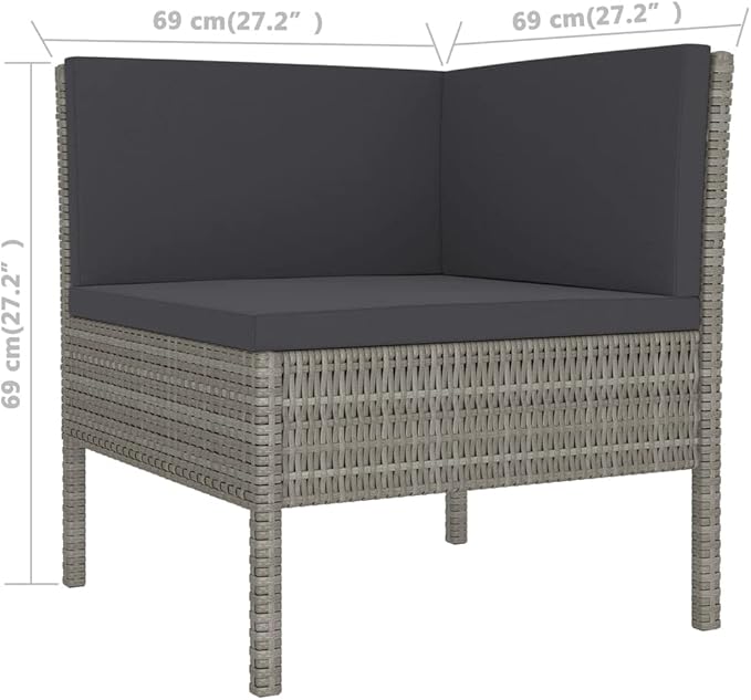 Patio Lounge Set with Cushions,Patio Furniture Sets,Patio Conversation Sets,Outdoor Furniture Sets,for Garden,Backyard,Outdoor,5 Piece Poly Rattan Gray