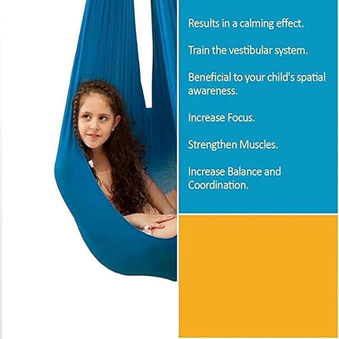 Kids Therapy Swing for Indoor Outdoor Hanging Hammock Elastic Cuddle Swing Up to 200kg for Children Sensory Integration (Color : Red, Size : 100 x 280 cm)