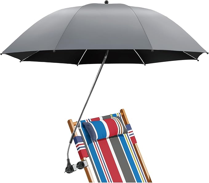 Beach Umbrella, 360 ° Chair Umbrella with Clamp, UPF50+ Shade for Beach, Sand, Patio, Yard (Not Includ Chair)